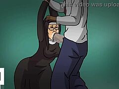 成熟的修女沉迷于肮脏的谈话,在动漫Hentai视频中享受黑色的阴茎