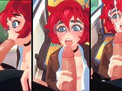 一个成熟的红发女郎在火车上口交,并在这个自制视频中接受面部射精。